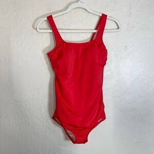 Lands end red full coverage one piece swimsuit
